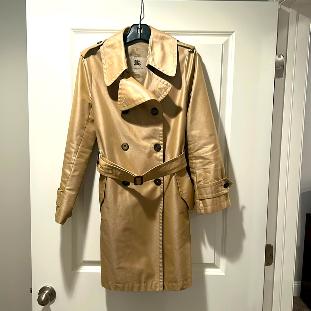 Burberry gold belted trench coat